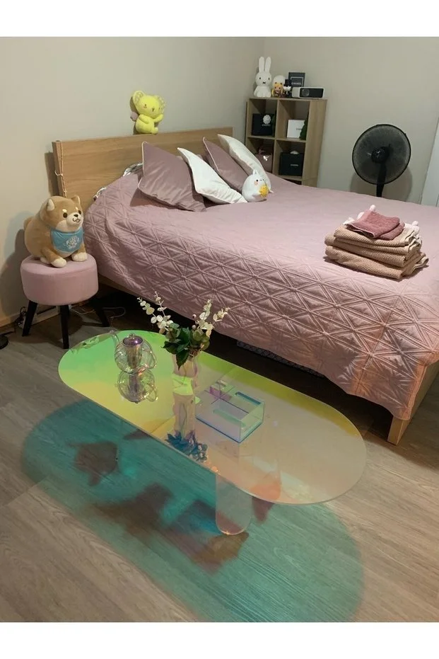  Kristal Gökkuşağı Akrilik Pleksi Sehpa